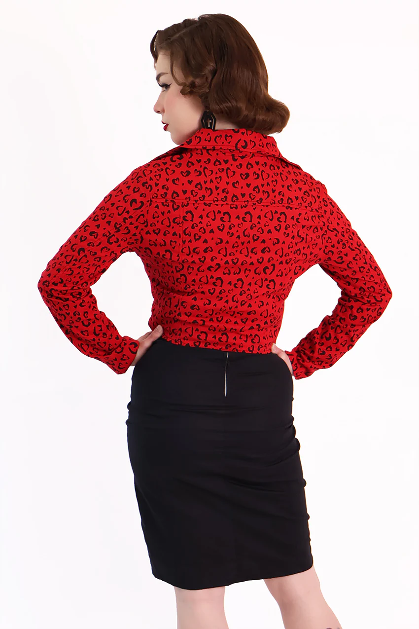 Red Heart Leopard Biker Jacket - Image 7